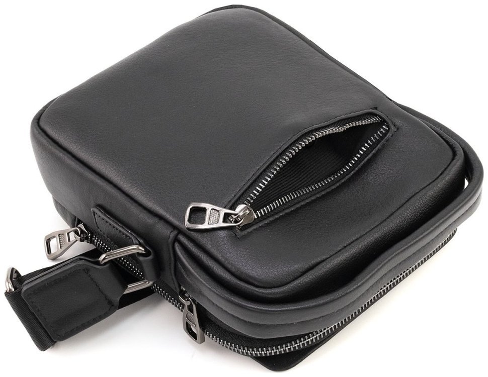 Кожаная мужская сумка барсетка c ручкой и плечевым ремнем Leather Collection 90808 modnotak фото №10