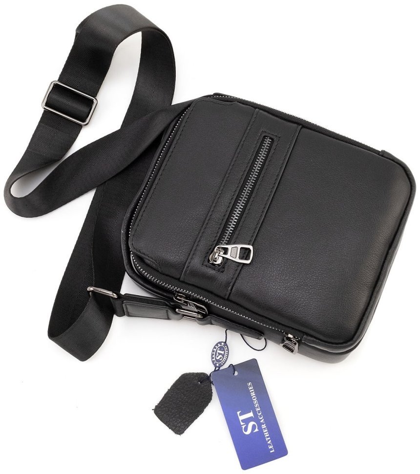 Кожаная мужская сумка барсетка c ручкой и плечевым ремнем Leather Collection 90808 modnotak фото №5