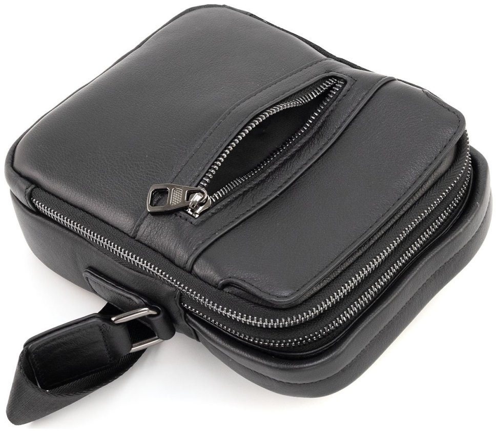 Кожаная мужская сумка барсетка c ручкой и плечевым ремнем Leather Collection 90808 modnotak фото №6