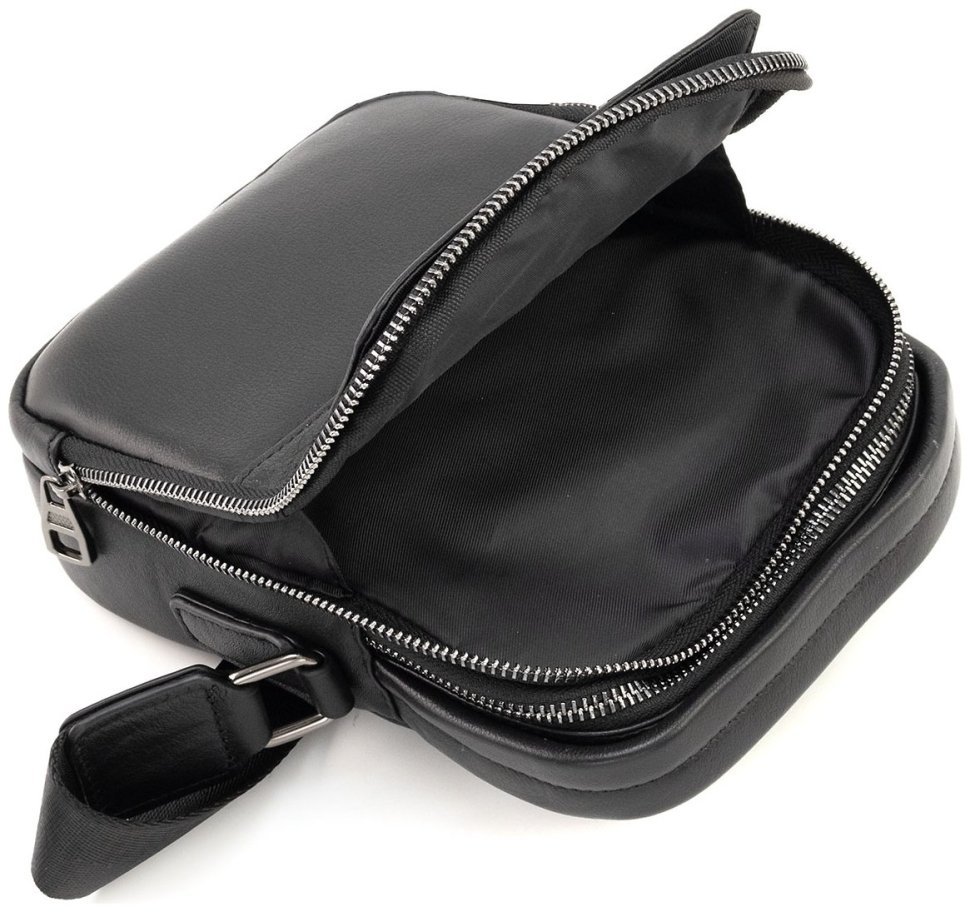 Кожаная мужская сумка барсетка c ручкой и плечевым ремнем Leather Collection 90808 modnotak фото №8