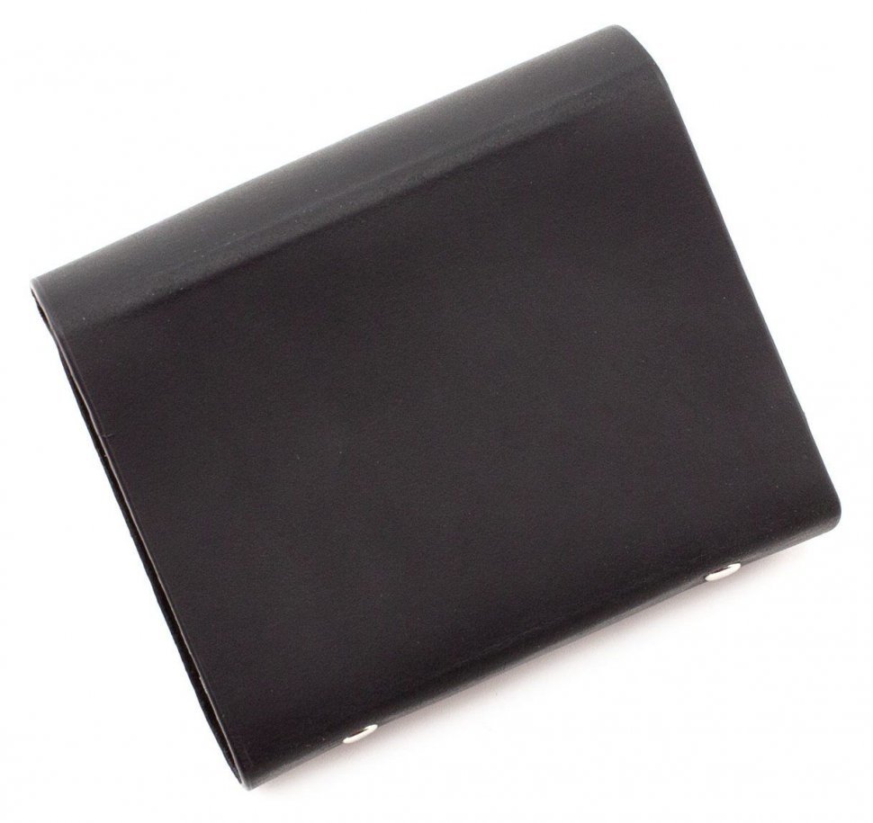 Шкіряна компактна візитниця чорного кольору Grande Pelle (13077)