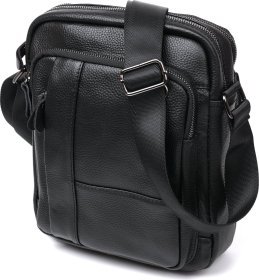 Функціональна чоловіча сумка-планшет із чорної шкіри флотар Vintage (20677)