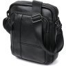 Функциональная мужская сумка-планшет из черной кожи флотар Vintage (20677) - 1