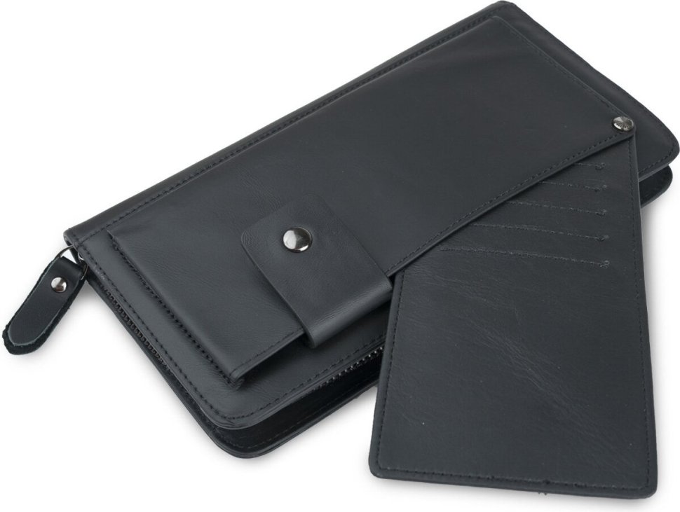 Класичний чоловічий гаманець клатч чорного кольору VINTAGE STYLE (14664)