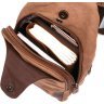 Містка чоловіча сумка-слінг через плече в коричневому кольорі з текстилю Vintage (20389) - 4