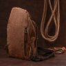 Містка чоловіча сумка-слінг через плече в коричневому кольорі з текстилю Vintage (20389) - 8