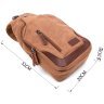 Вместительная мужская сумка-слинг через плечо в коричневом цвете из текстиля Vintage (20389) - 10
