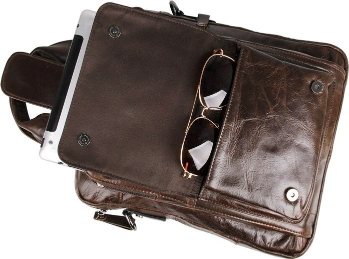 Кожаная сумка планшет с ручками и съемным ремнем на плечо VINTAGE STYLE (14233)