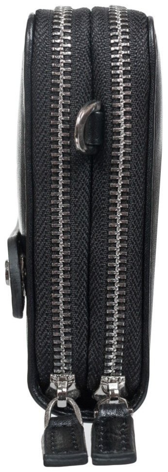 Горизонтальная мужская барсетка-клатч из гладкой кожи черного цвета DESISAN 81808 modnotak фото №3