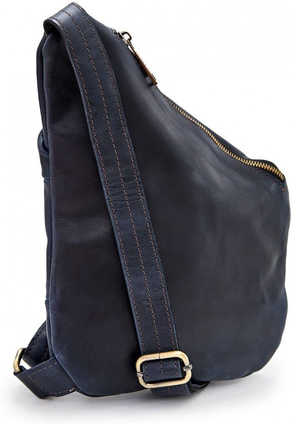 Мужская кожаная темно-синяя сумка-рюкзак из натуральной кожи TARWA (19824)