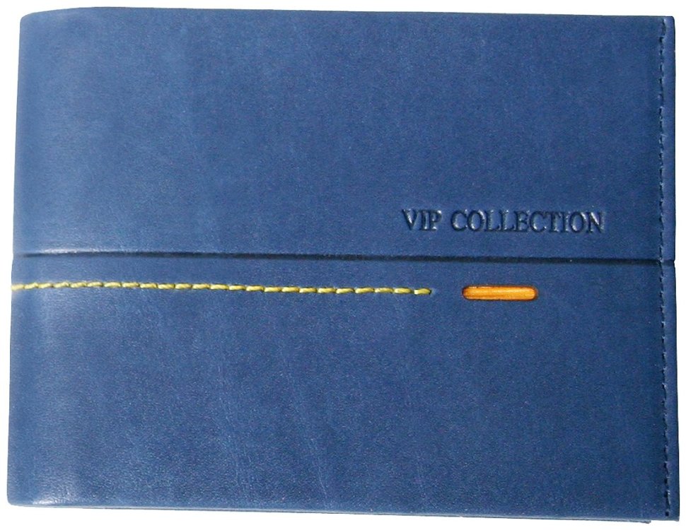 Стильний шкіряний гаманець Beverly Hills без застібки Vip Collection 102508 (синій) modnotak фото №1