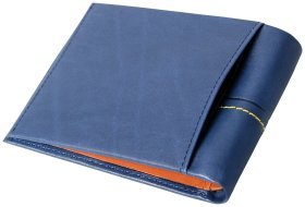 Стильний шкіряний гаманець Beverly Hills без застібки Vip Collection 102508 (синій)