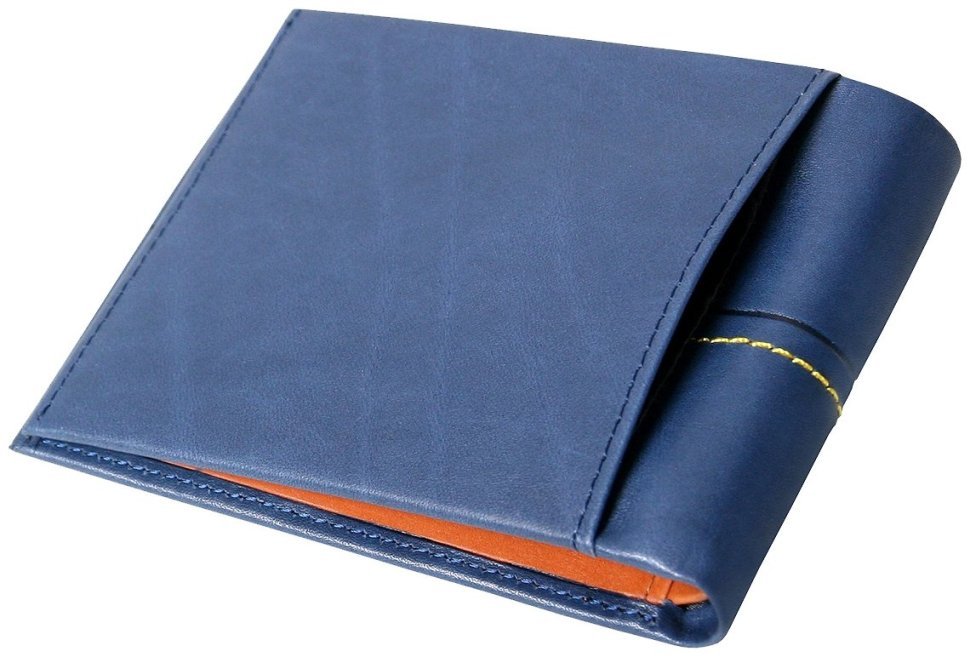 Стильний шкіряний гаманець Beverly Hills без застібки Vip Collection 102508 (синій) modnotak фото №2
