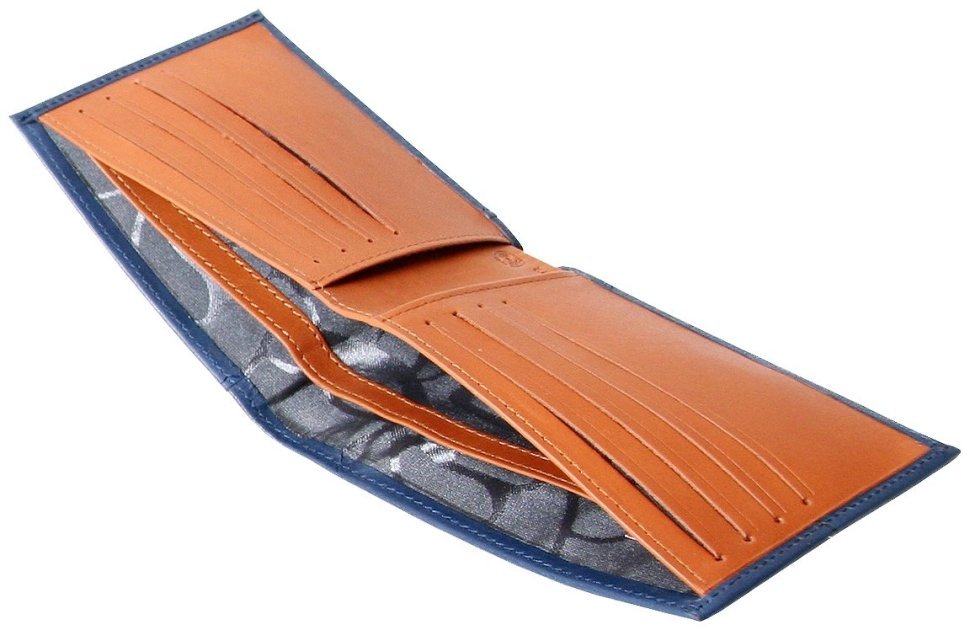 Стильний шкіряний гаманець Beverly Hills без застібки Vip Collection 102508 (синій) modnotak фото №6