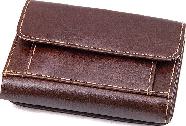 Небольшой универсальный кошелек из гладкой кожи коричневого цвета Vintage (2414595)