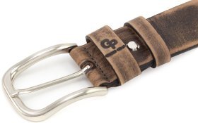 Ремень бежевого цвета из прочной кожи Grande Pelle (43221)