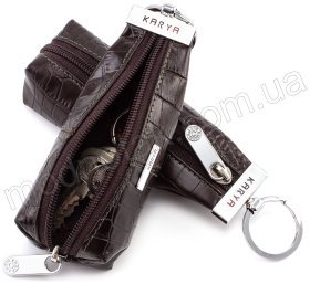 Кожаная ключница коричневого цвета под кожу крокодила - KARYA (40005)