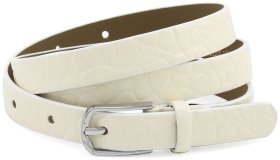 Узкий лакированный ремень с фактурой кожи под рептилию молочного цвета Remar 21203