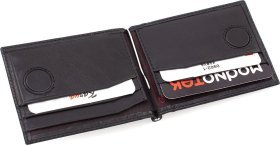 Черный гладкий мужской зажим для купюр из натуральной кожи KARYA (21762)