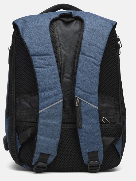 Мужской текстильный рюкзак сине-черного цвета с отсеком под ноутбук Monsen 72908