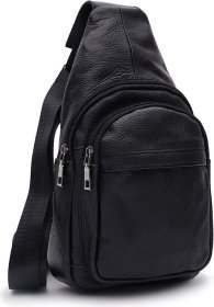 Мужской кожаный рюкзак-слинг через плечо на два отделения Keizer (21930)