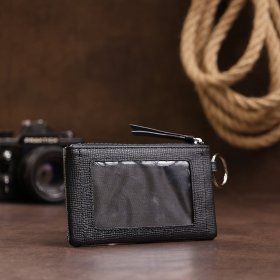 Небольшая черная документница из натуральной кожи с тиснением Vintage (2420461)