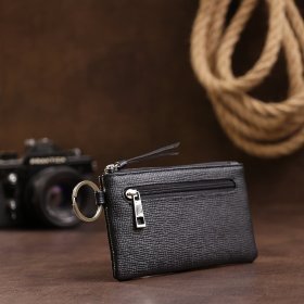 Небольшая черная документница из натуральной кожи с тиснением Vintage (2420461)