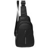 Мужской большой кожаный слинг-рюкзак черного цвета Borsa Leather 73008 - 2