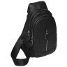 Мужской большой кожаный слинг-рюкзак черного цвета Borsa Leather 73008 - 4