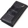 Чорний вертикальний гаманець з натуральної шкіри з тисненням під крокодила CANPELLINI (2421844) - 2