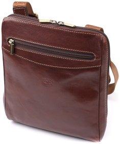 Сумка планшет чоловіча з гладкої італійської шкіри коричневого кольору Tony Perotti 103308