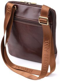 Сумка планшет чоловіча з гладкої італійської шкіри коричневого кольору Tony Perotti 103308
