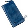 Синий кошелек-клатч из гладкой кожи на молниевой застежке SHVIGEL (16183) - 1