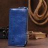 Синій гаманець-клатч із гладкої шкіри на блискавковій застібці SHVIGEL (16183) - 8