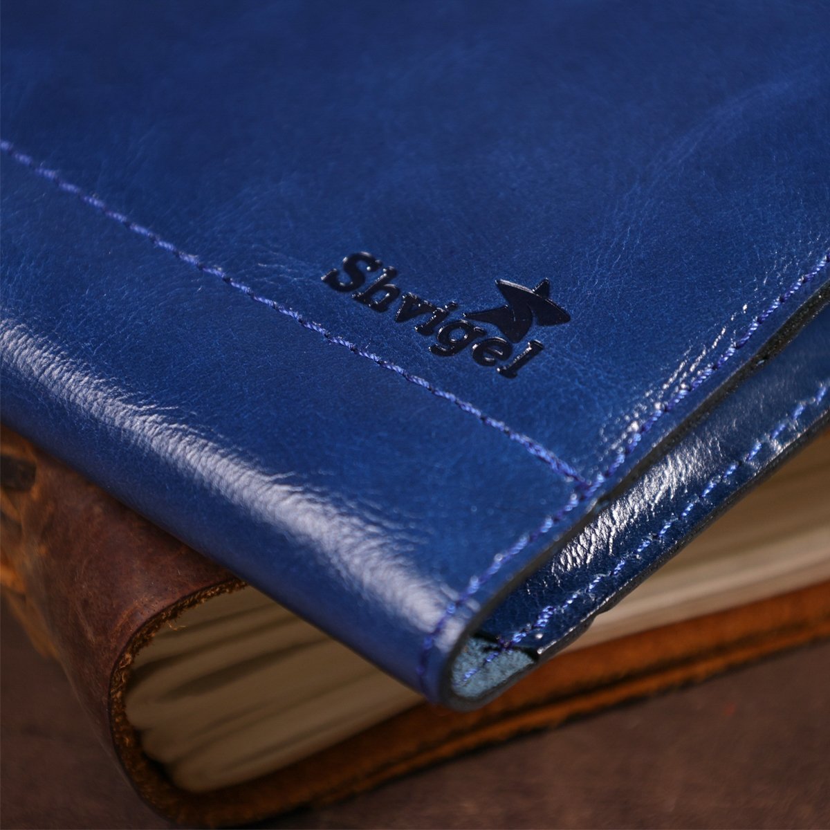 Синий кошелек-клатч из гладкой кожи на молниевой застежке SHVIGEL (16183)
