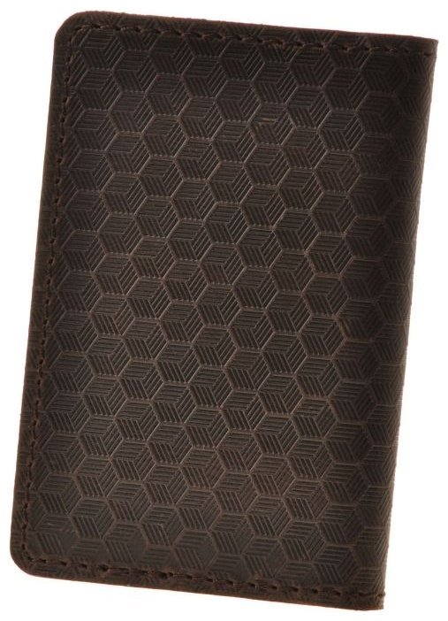 Картхолдер подвійного складання з шкіри в темно-коричневому кольорі під карбон (12999)