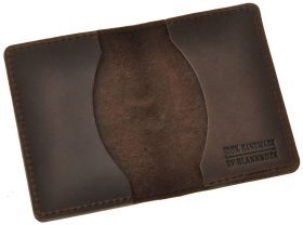 Картхолдер двойного сложения из кожи в темно-коричневом цвете под карбон (12999)