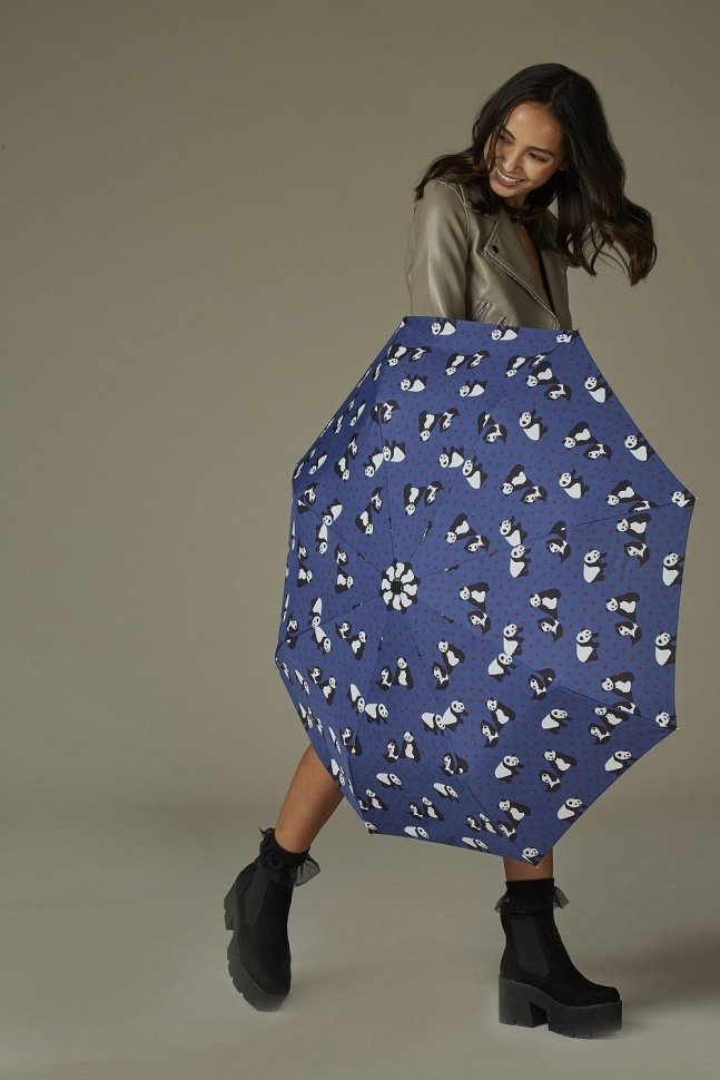 Зонт женский Fulton Minilite-2 L354 Pin Spot Panda (Механика, складной, синего цвета с принтом панд) 93908 фото №3 Зонт женский Fulton Minilite-2 L354 Pin Spot Panda (Механика, складной, синего цвета с принтом панд) 93908 modnotak фото №3