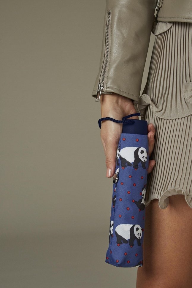 Зонт женский Fulton Minilite-2 L354 Pin Spot Panda (Механика, складной, синего цвета с принтом панд) 93908 фото №4 Зонт женский Fulton Minilite-2 L354 Pin Spot Panda (Механика, складной, синего цвета с принтом панд) 93908 modnotak фото №4