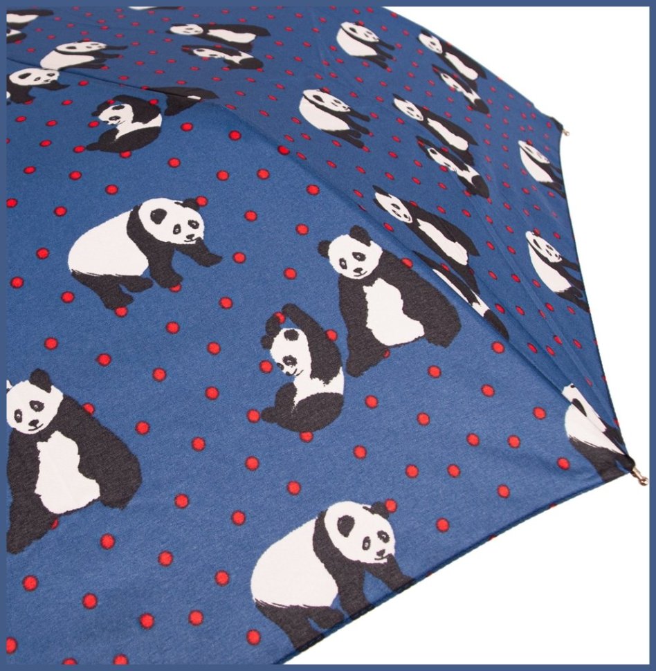 Зонт женский Fulton Minilite-2 L354 Pin Spot Panda (Механика, складной, синего цвета с принтом панд) 93908 фото №10 Зонт женский Fulton Minilite-2 L354 Pin Spot Panda (Механика, складной, синего цвета с принтом панд) 93908 modnotak фото №10