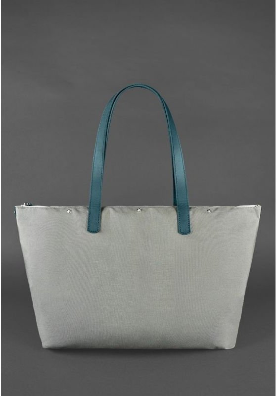 Фірмова жіноча сумка з натуральної плетеної шкіри зеленого кольору BlankNote Пазл Xl (12780)