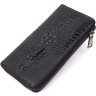 Чоловічий гаманець-клатч з натуральної шкіри чорного кольору під рептилію Vintage (20438) - 1