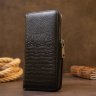 Чоловічий гаманець-клатч з натуральної шкіри чорного кольору під рептилію Vintage (20438) - 5