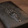 Чоловічий гаманець-клатч з натуральної шкіри чорного кольору під рептилію Vintage (20438) - 6