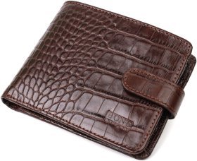 Коричневое мужское портмоне из натуральной кожи с тиснением под крокодила BOND (2421991)