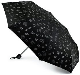 Женский складной зонт Fulton L354-040935 Minilite-2 Zodiac (Компактный, черный с принтом знаков зодиака, механика) 94208