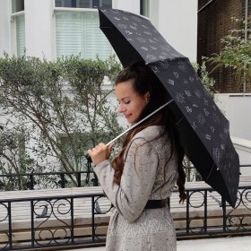 Женский складной зонт Fulton L354-040935 Minilite-2 Zodiac (Компактный, черный с принтом знаков зодиака, механика) 94208