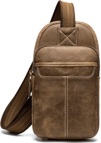 Модная светло-коричневая сумка через плечо из натуральной кожи Vintage (20009)