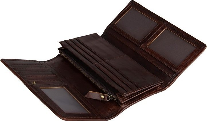 Коричневий гаманець великого розміру з натуральної шкіри Vintage (14493)