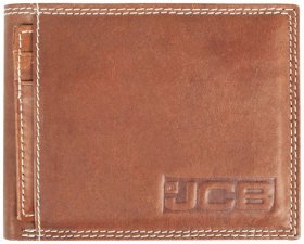 Шкіряний чоловічий гаманець без застібки коричневого кольору JCB NC52MN 94308 з блоком під карти